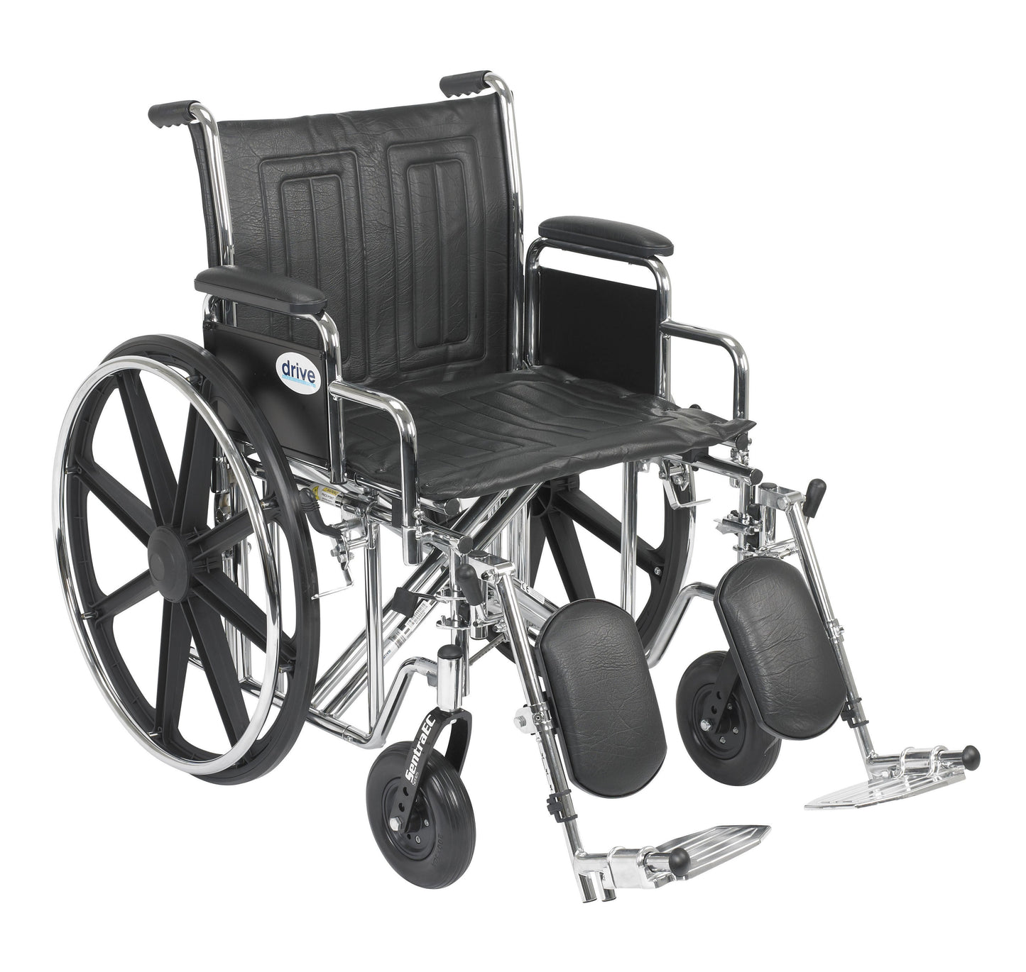 Drive Medical Sentra EC Heavy Duty Wheelchair, Detachable Desk Arms, Elevating Leg Rests, 20" Seat