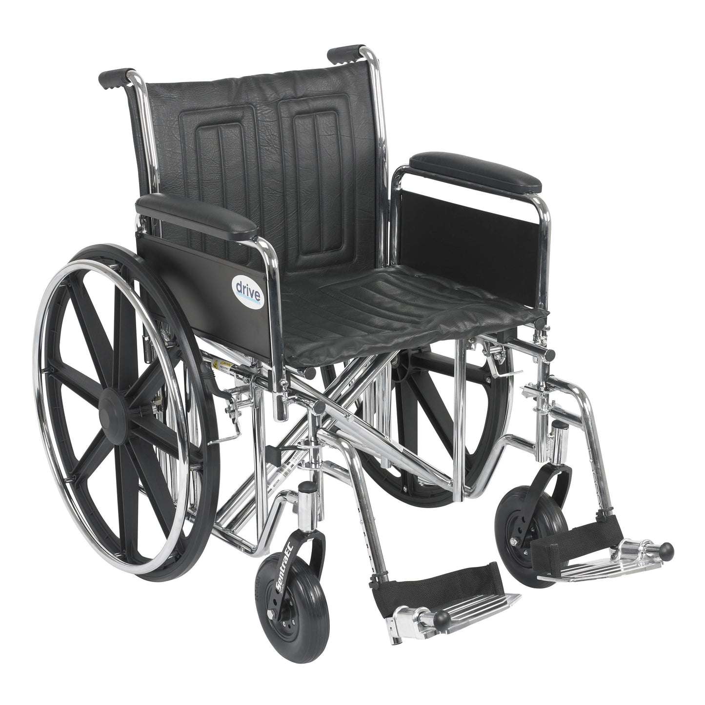 Drive Medical Sentra EC Heavy Duty Wheelchair, Detachable Full Arms, Swing away Footrests, 20" Seat