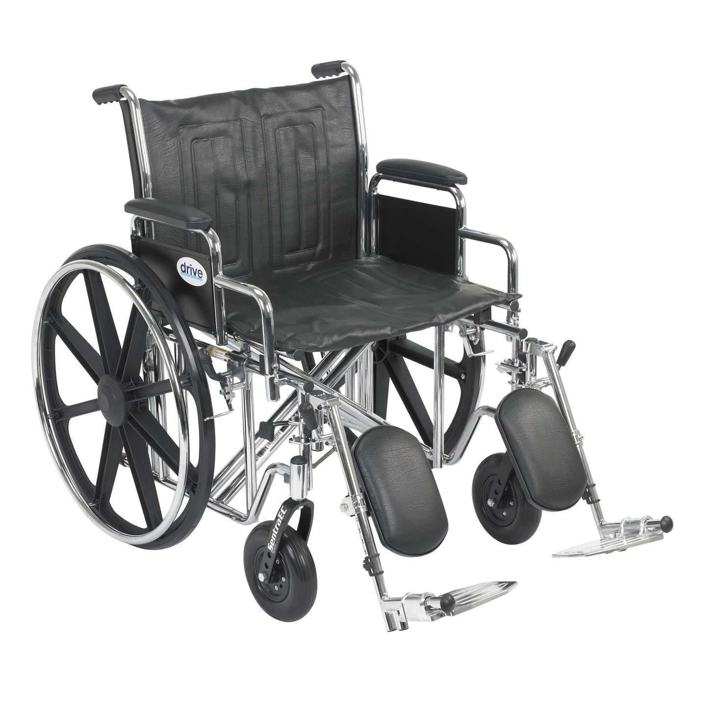 Drive Medical Sentra EC Heavy Duty Wheelchair, Detachable Desk Arms, Elevating Leg Rests, 22" Seat
