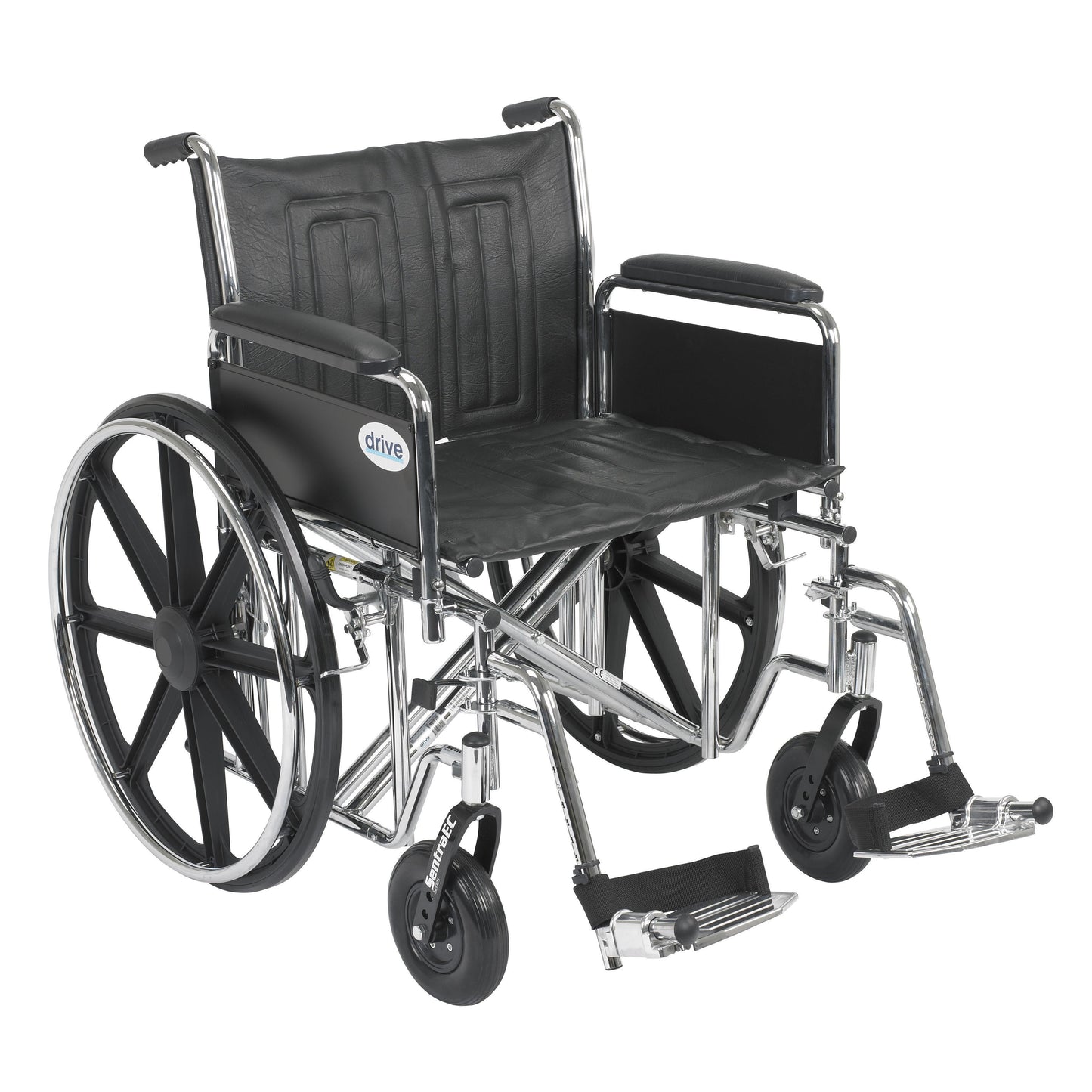 Drive Medical Sentra EC Heavy Duty Wheelchair, Detachable Full Arms, Swing away Footrests, 22" Seat