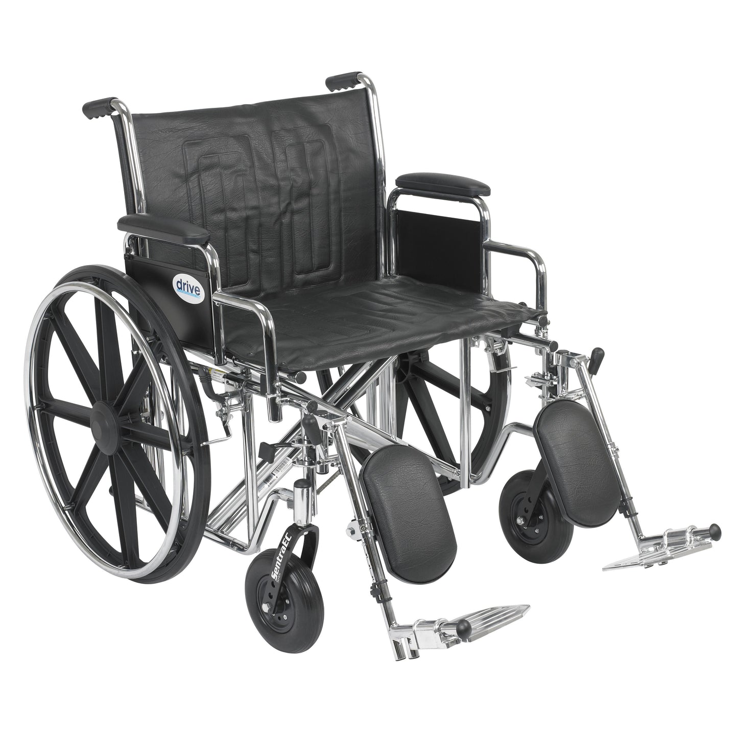 Drive Medical Sentra EC Heavy Duty Wheelchair, Detachable Desk Arms, Elevating Leg Rests, 24"Seat