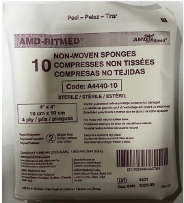 Sponge Non-Woven 4X4in 4-Ply Sterca/100 X 10