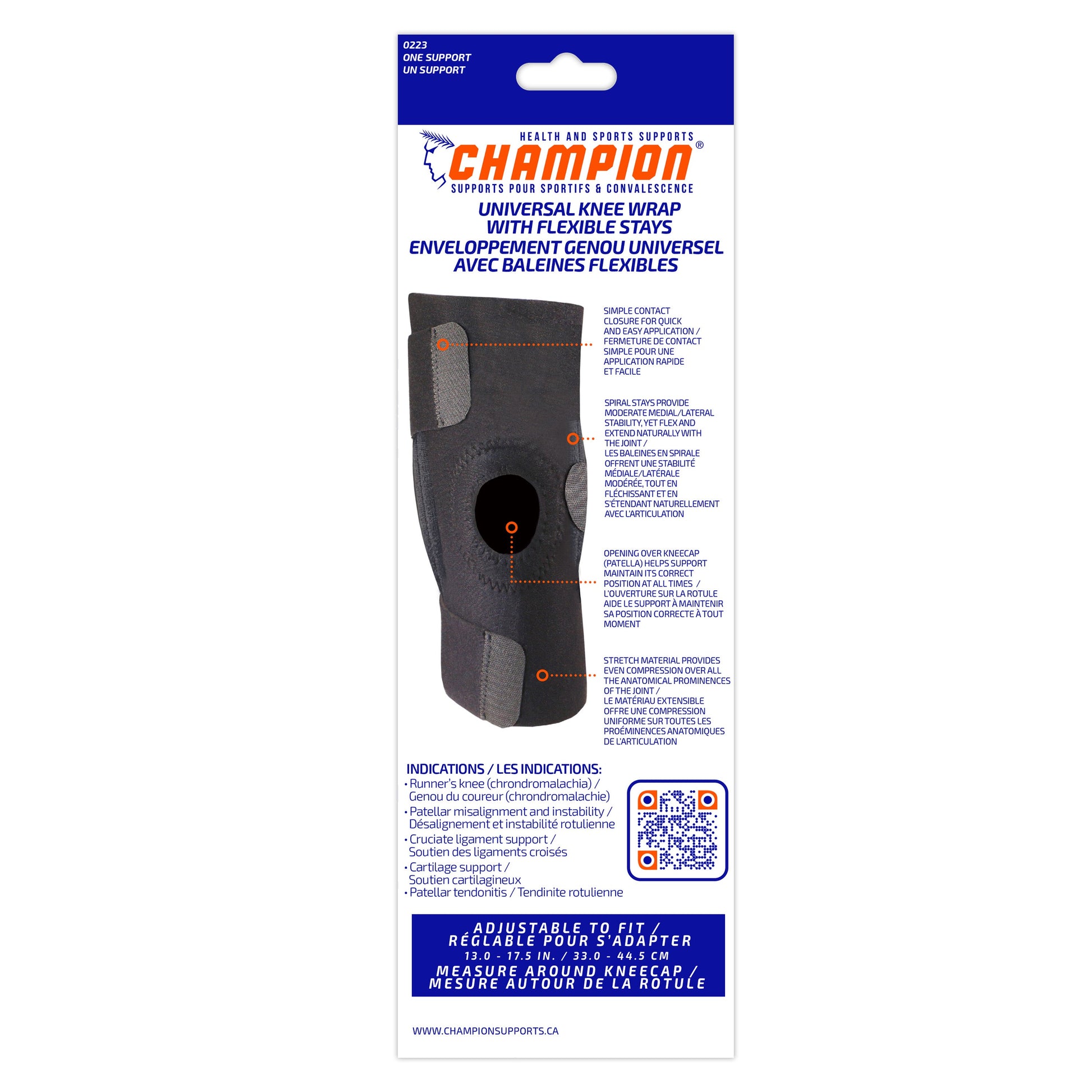 0223 / UNIVERSAL KNEE WRAP WITH FLEXIBLE STAYS