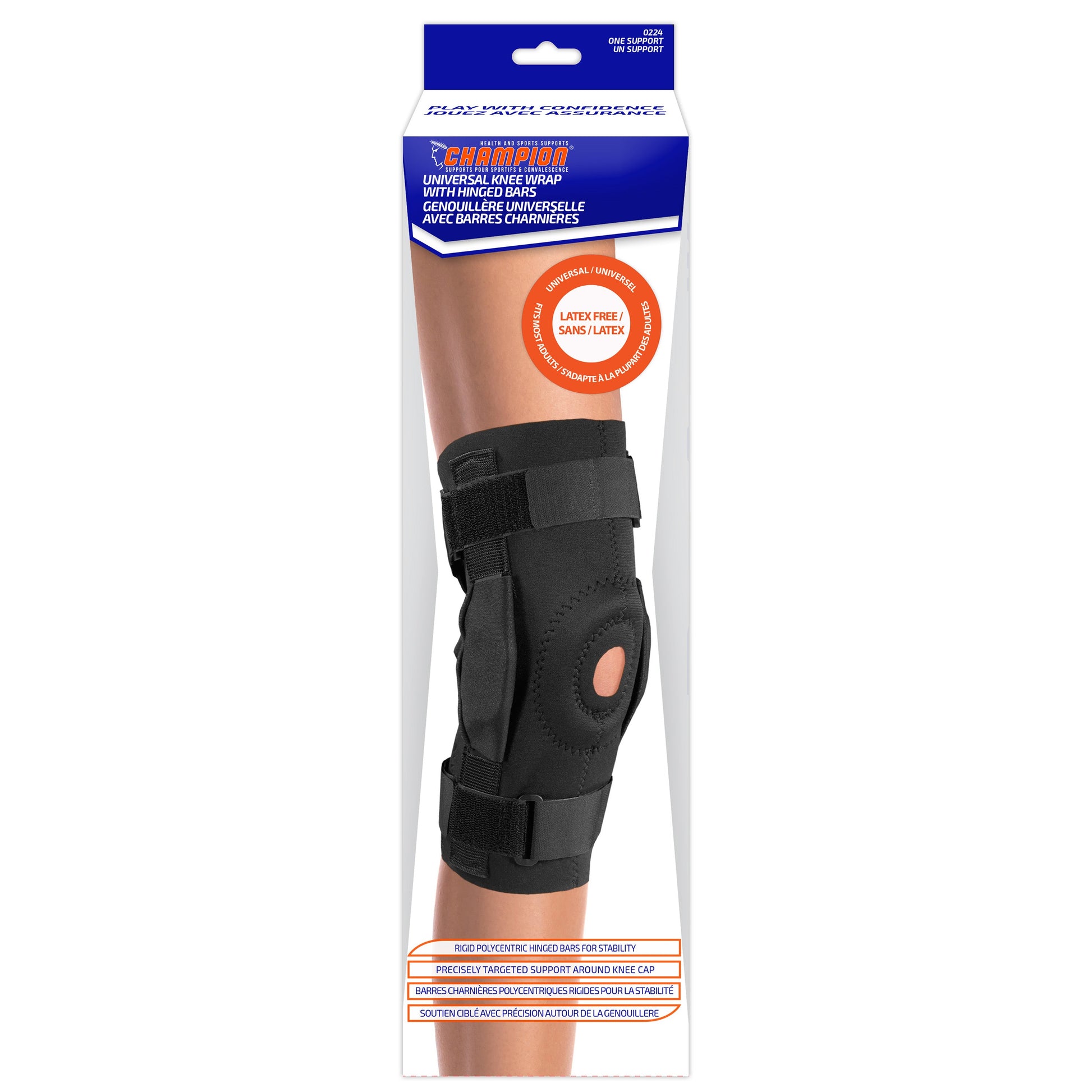 0224 / UNIVERSAL KNEE WRAP WITH HINGED BARS