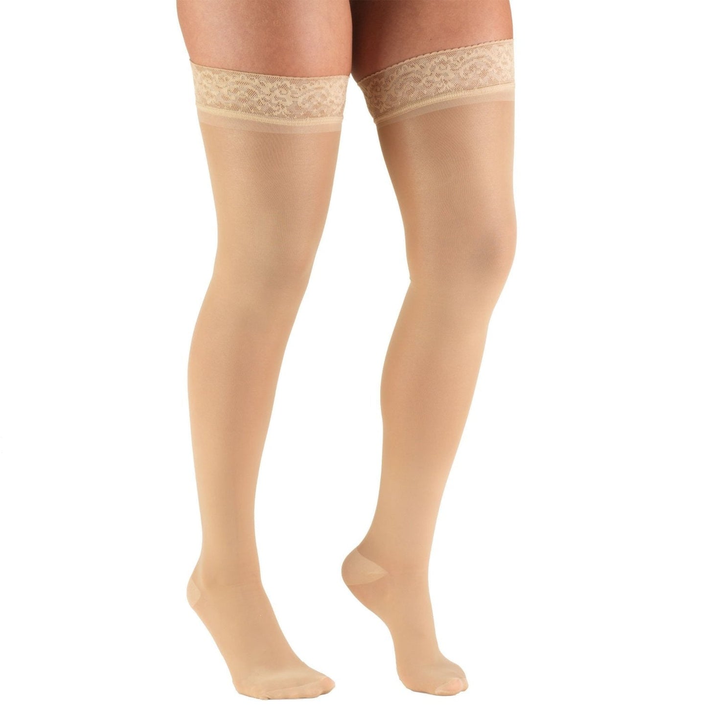 Ladies' Sheer Thigh High Closed Toe Stockings/ 1764  8-15 mmHg