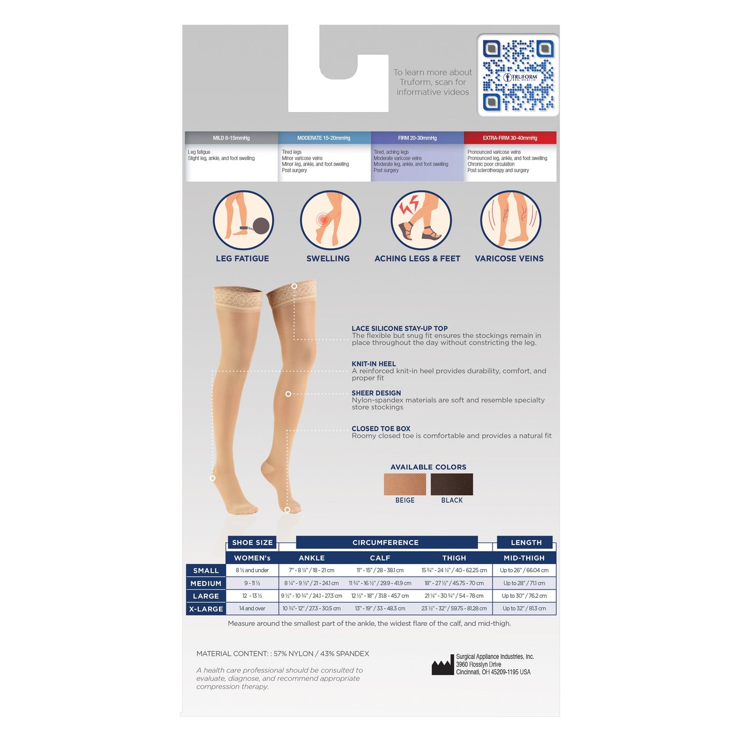 Ladies' Sheer Thigh High Closed Toe Stocking/ 1774 15-20 mmHg