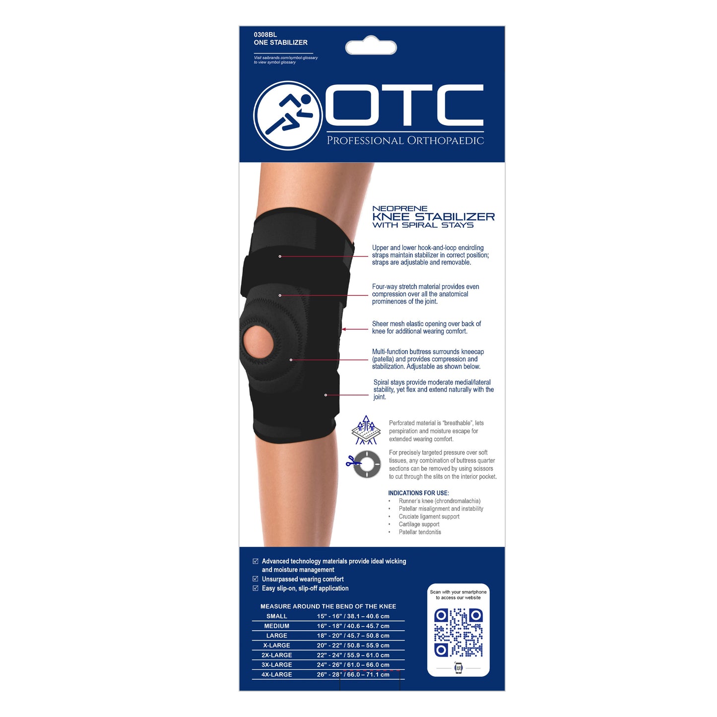 0308 / NEOPRENE KNEE STABILIZER - SPIRAL STAYS