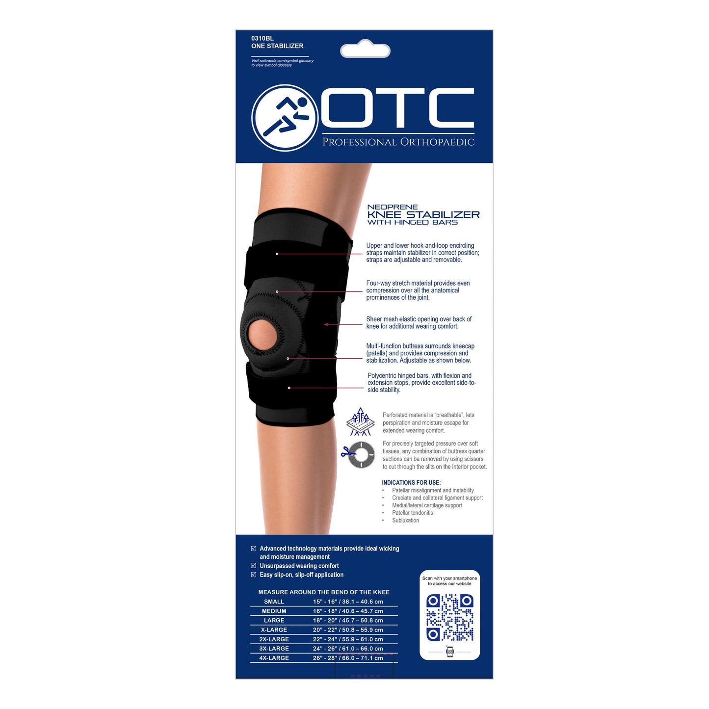 0310 / NEOPRENE KNEE STABILIZER - HINGED BARS