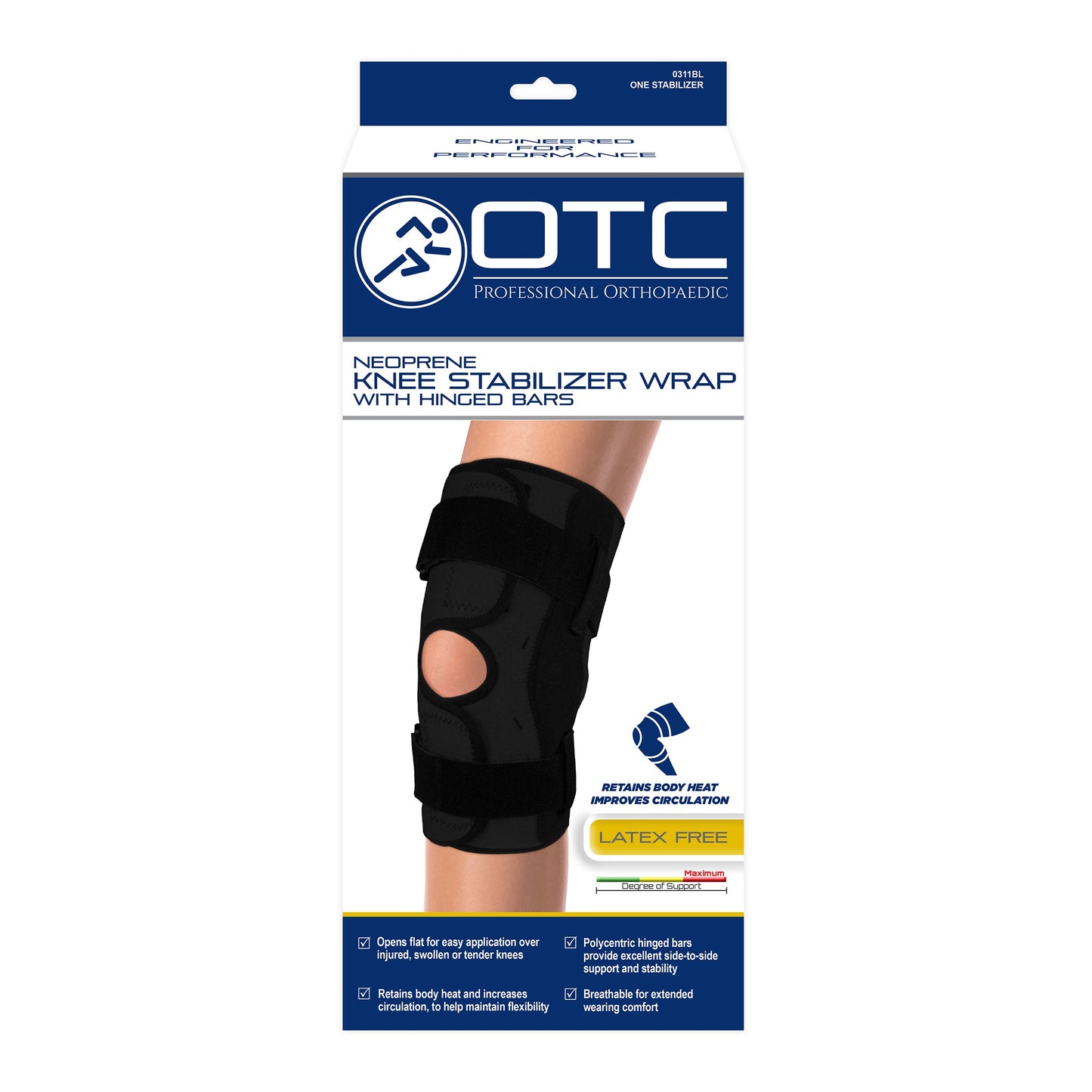 0311 / NEOPRENE KNEE STABILIZER WRAP - HINGED BARS