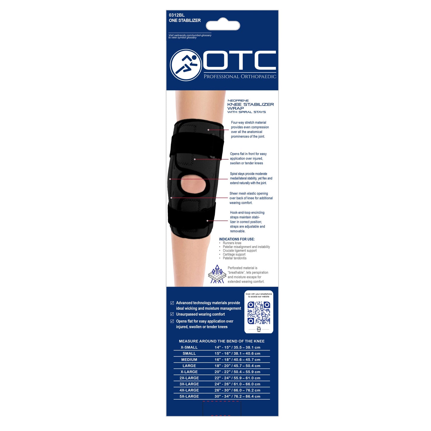 0312 / NEOPRENE KNEE STABILIZER WRAP - SPIRAL STAYS