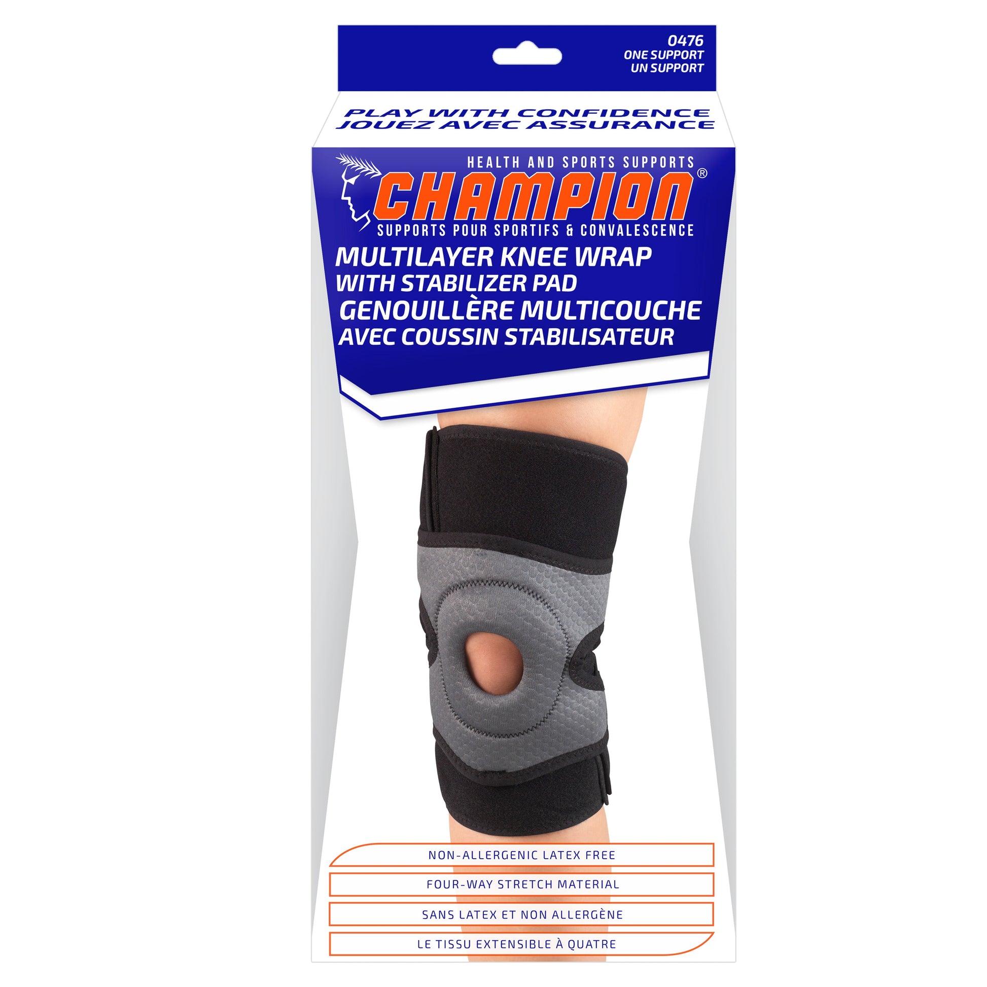 C-476 / MULTILAYER KNEE WRAP WITH STABILIZER PAD