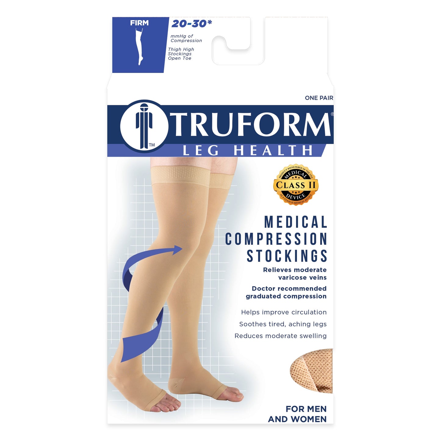 Thigh High Open Toe Stockings / Unisex /0878 15-20 mmHg