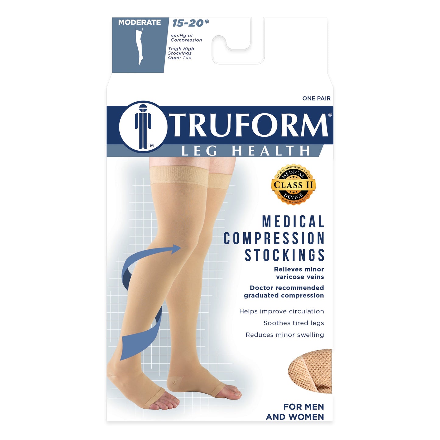 Thigh High Open Toe Stockings / Unisex /0878 15-20 mmHg