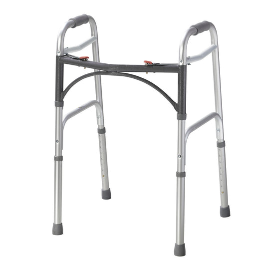 Deluxe Two Button Folding Walker – 350 lb, U-Shape Frame, Independent Side Operation