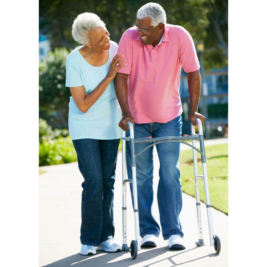 Deluxe Folding Walker, Two Button with 5" Wheels