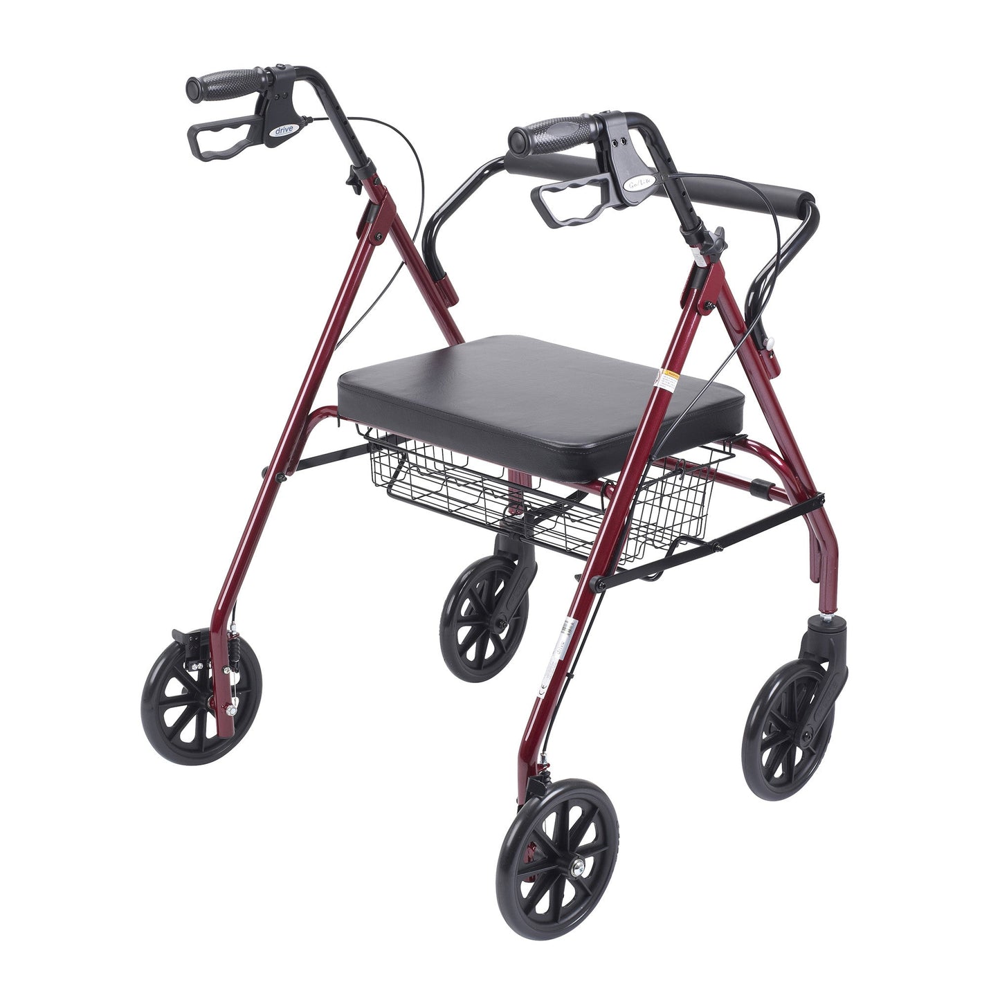 Heavy Duty Bariatric Walker Rollator with Large Padded Seat, Red