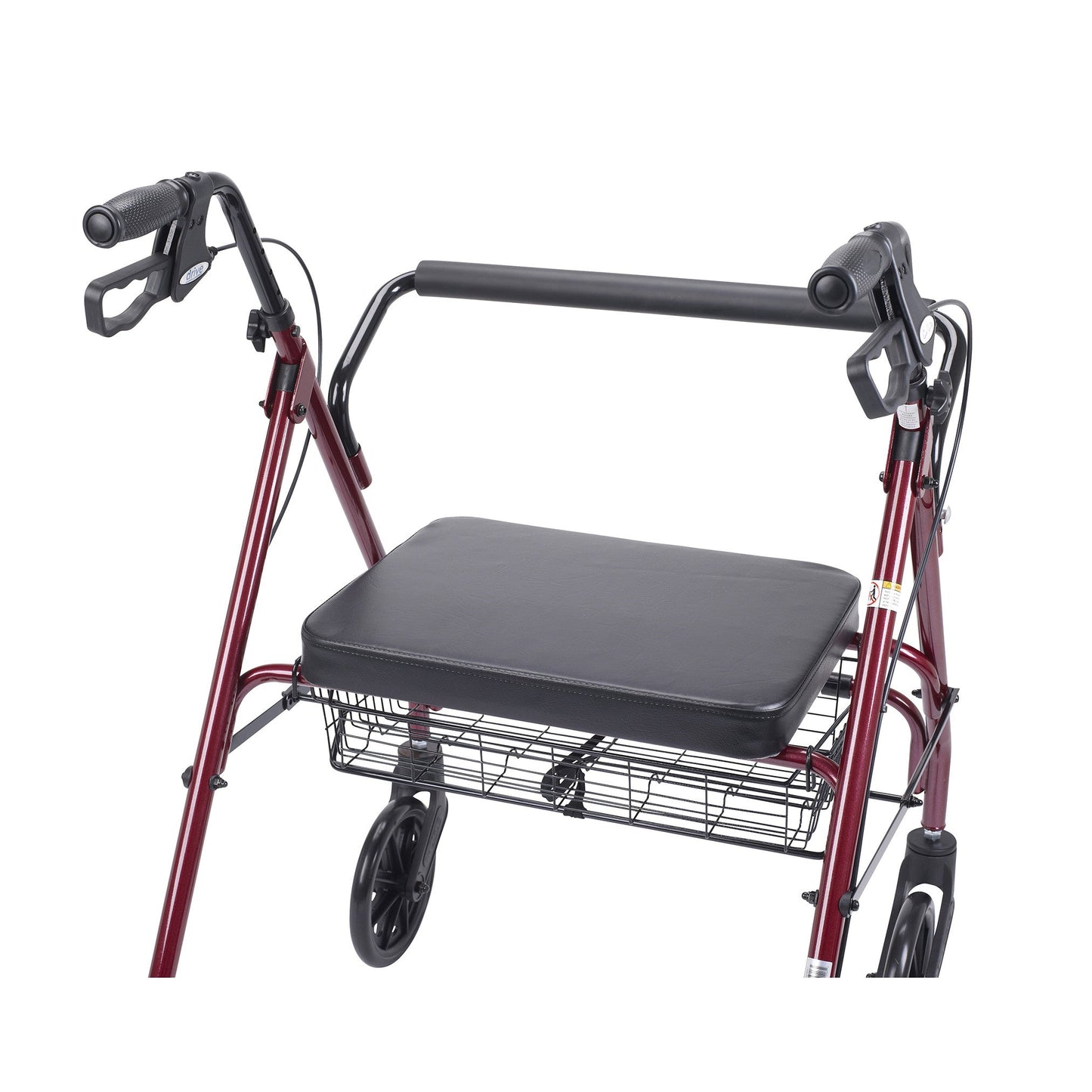 Heavy Duty Bariatric Walker Rollator with Large Padded Seat, Red