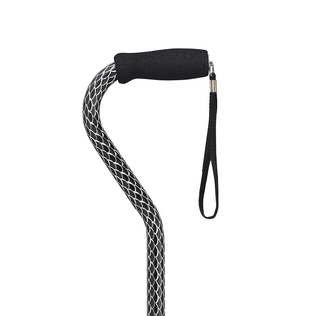 Offset Handle Cane Black Wave