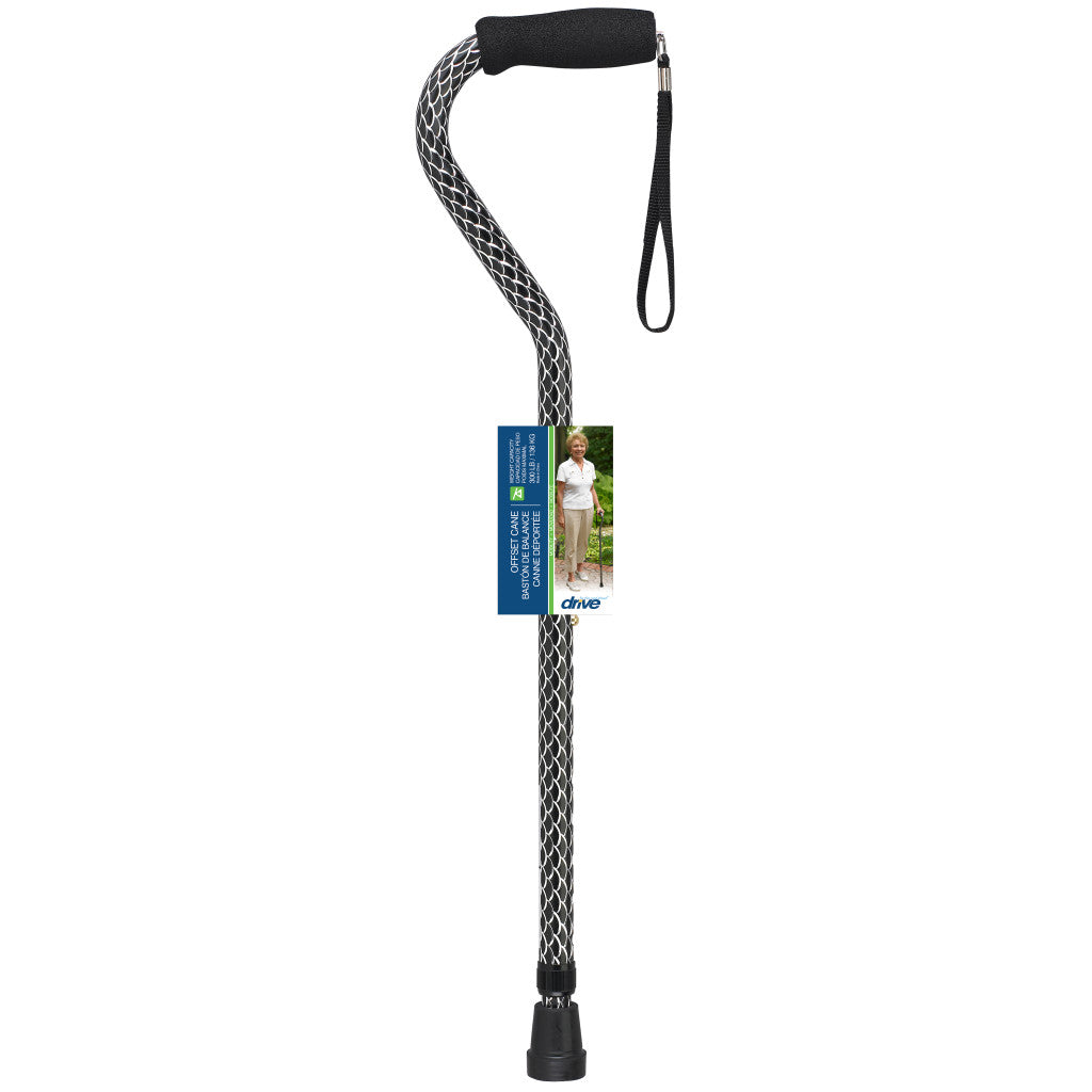 Offset Handle Cane Black Wave
