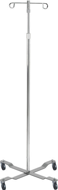 Economy Removable Top I. V. Pole, 2 Hook Top, Silver Vein