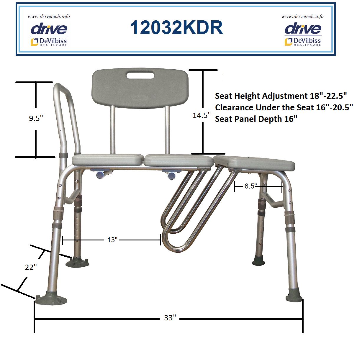 Splash Defense Transfer Bench with Curtain Guard Protection