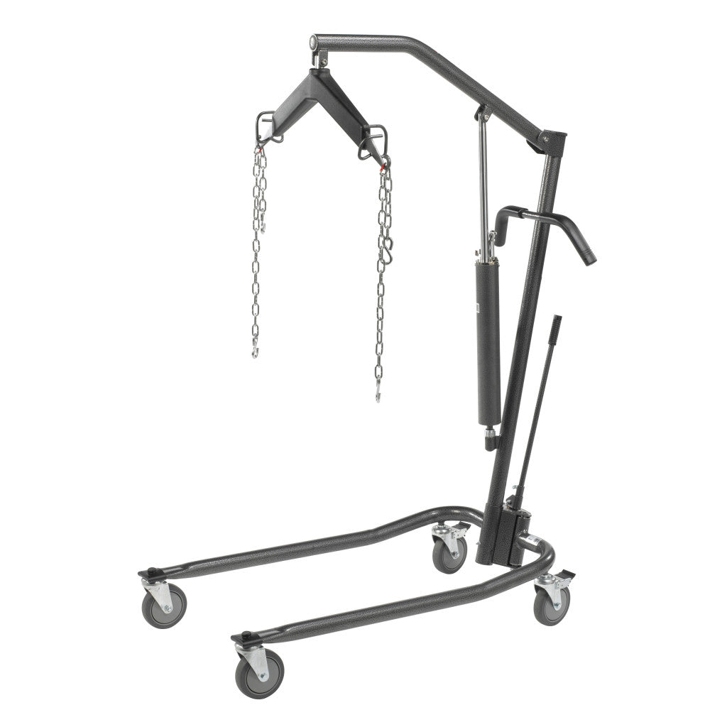 Drive Medical Hydraulic Patient Lift – Six-Point Cradle, 5" Casters, Silver Vein, 450 lb