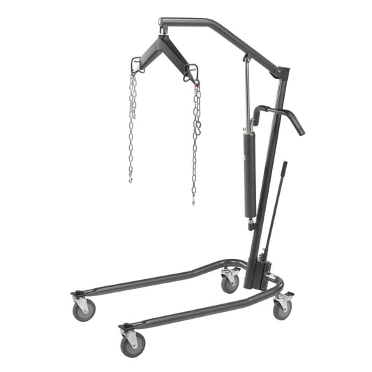 Drive Medical Hydraulic Patient Lift – Six-Point Cradle, 5" Casters, Silver Vein, 450 lb