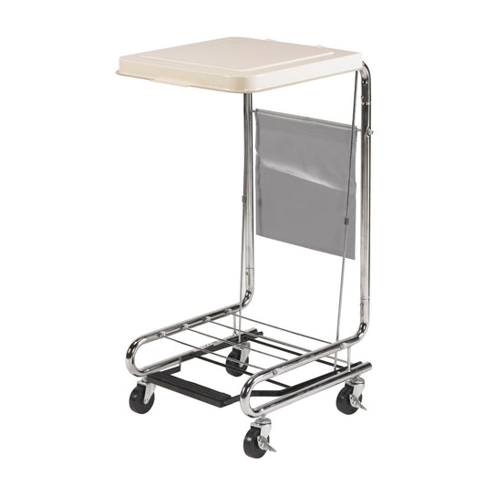 Drive Medical Hamper Stand – Poly-Coated Steel Lid, Non-Slip Pedal, 3" Locking Casters