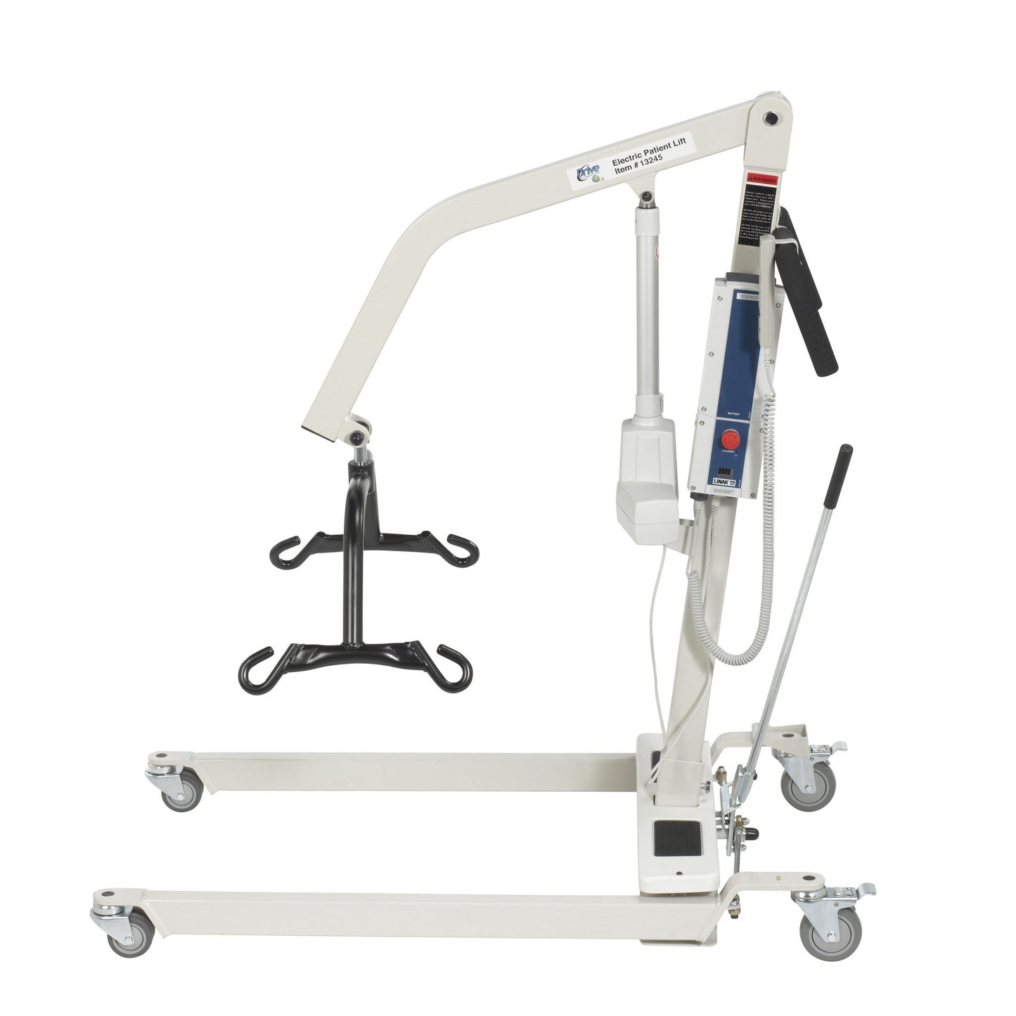 Bariatric Battery Powered Electric Patient Lift with Four Point Cradle and Rechargeable, Removable Battery, No Wall Mount