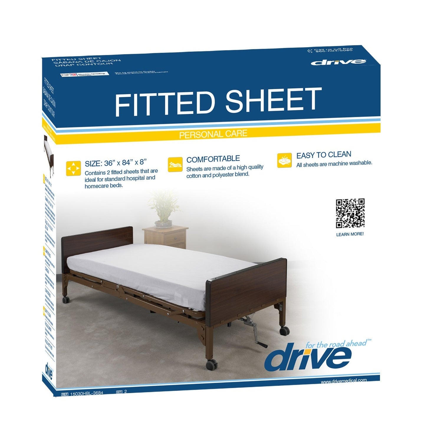Bariatric Hospital Bed Fitted Sheets – Set of 2, 36" x 84" x 8", Cotton/Polyester Blend