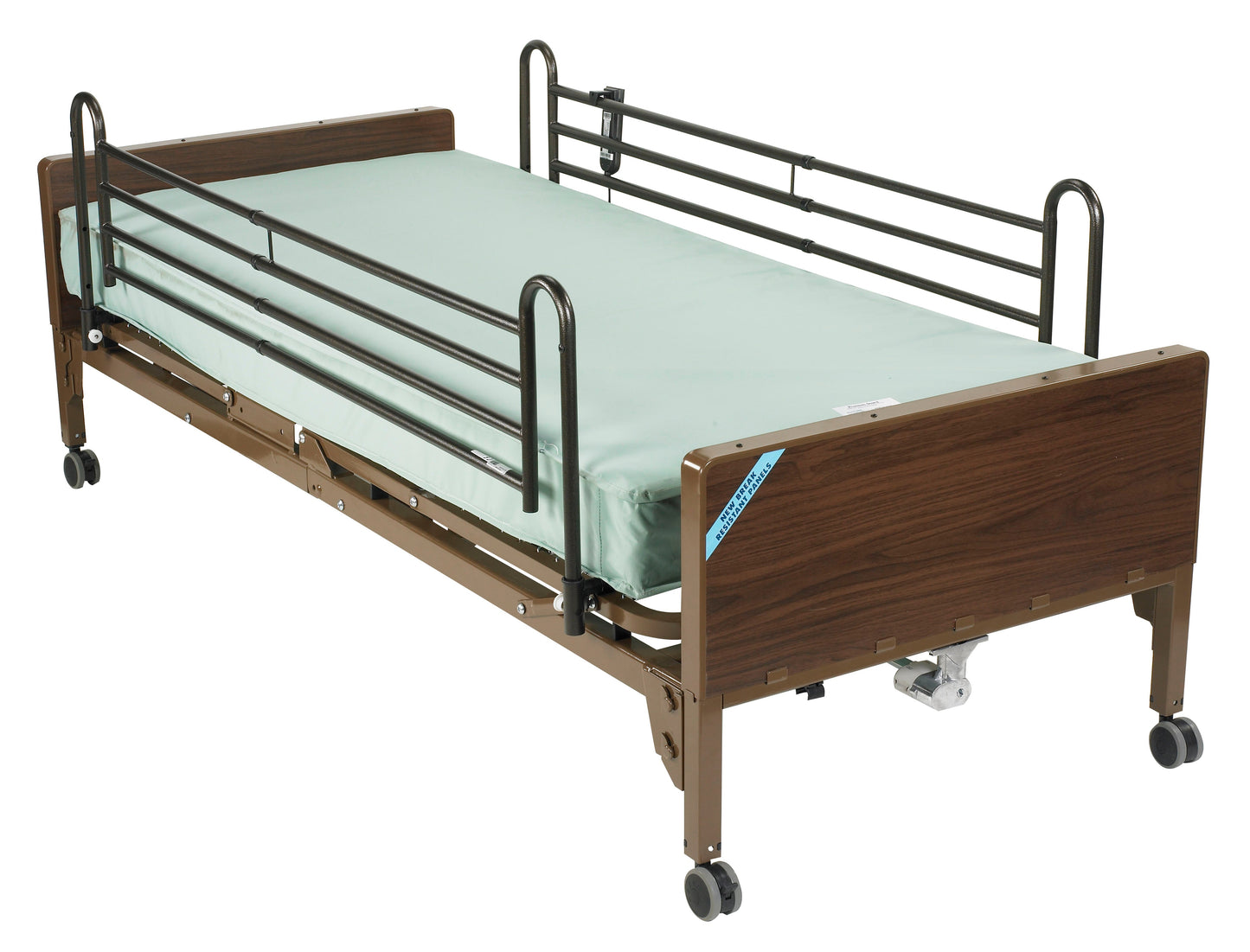 Delta Semi Electric Hospital Bed with Full Rails and Foam Mattress