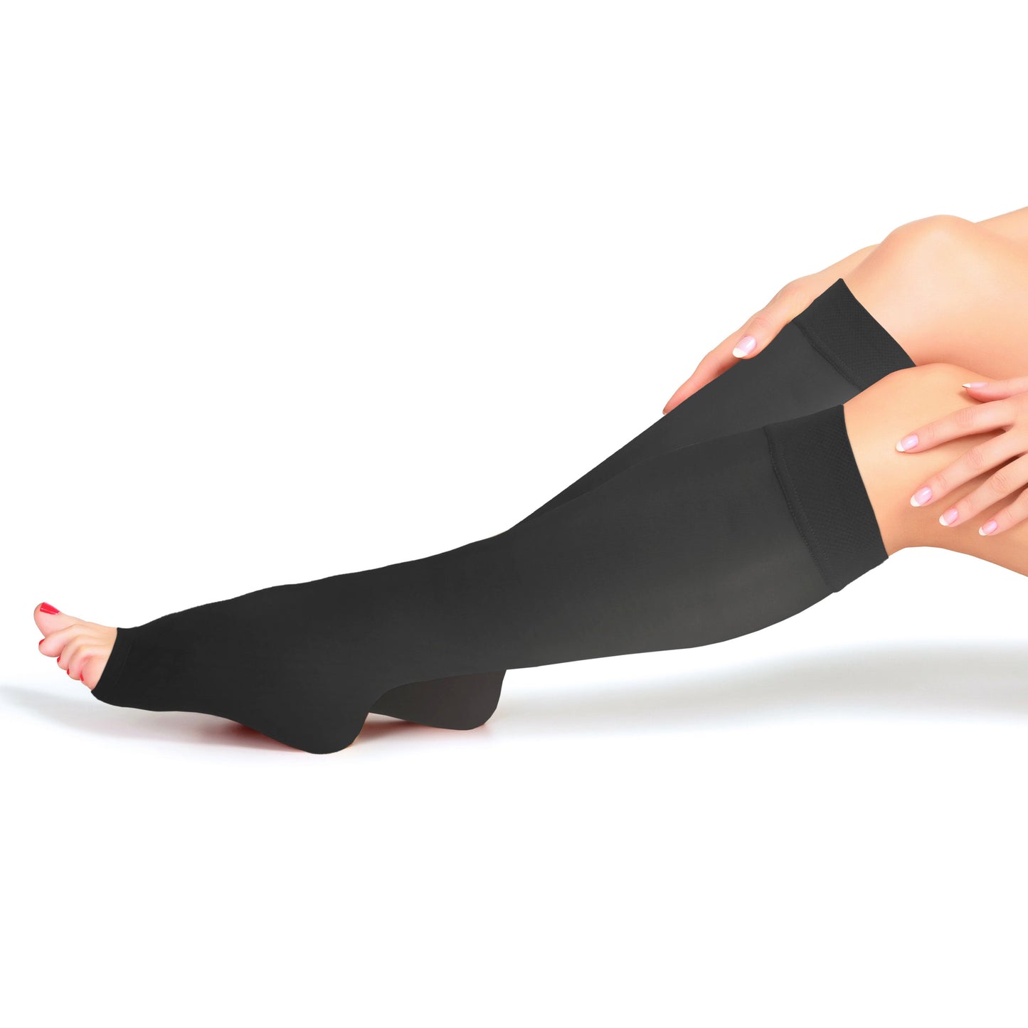 Ladies' Sheer Knee High Open Toe Stockings/1772 15-20 mmHg