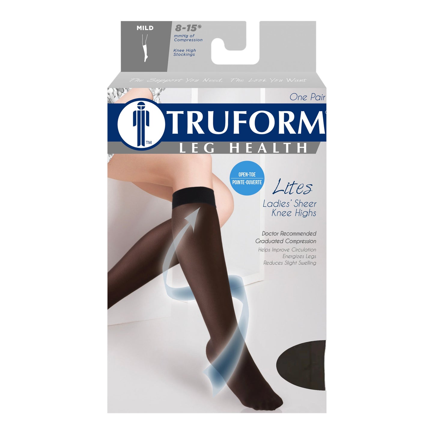 Ladies' Sheer Knee High Open Toe Stockings/1772 15-20 mmHg