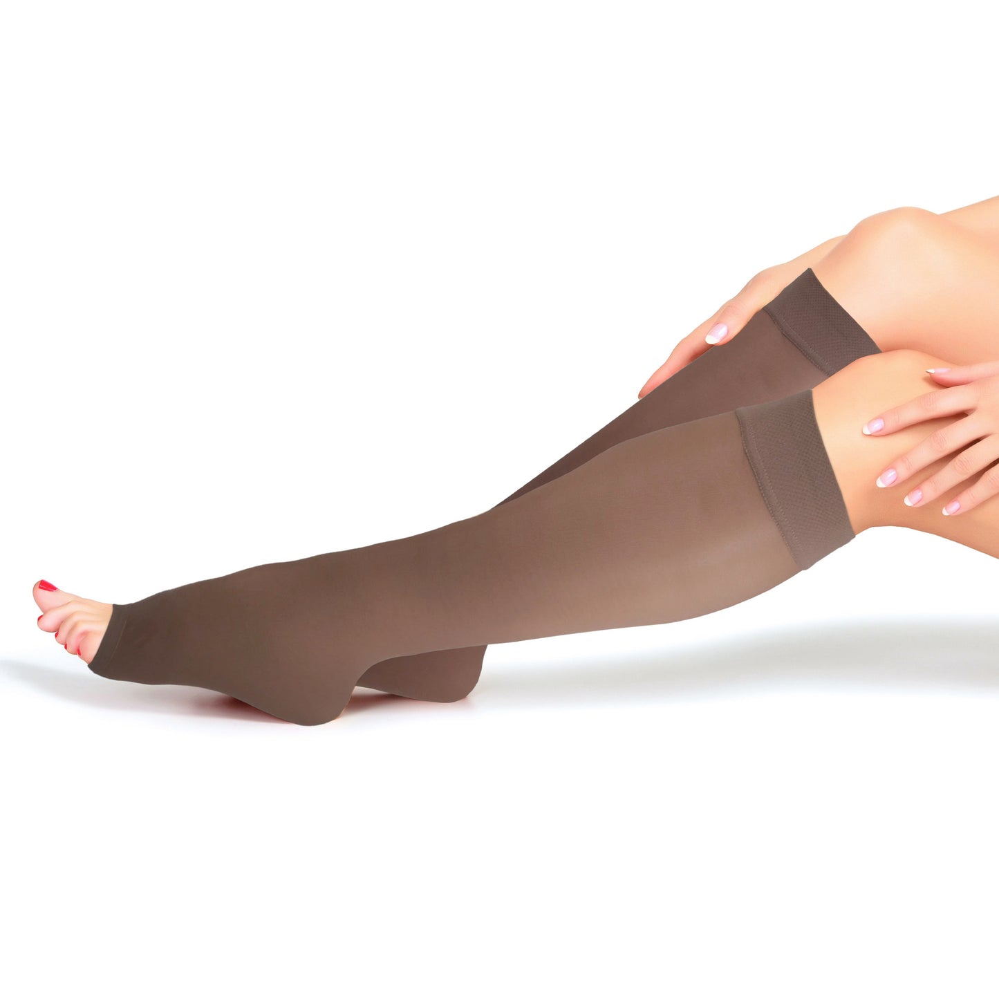 Ladies' Sheer Knee High Open Toe Stockings/1772 15-20 mmHg