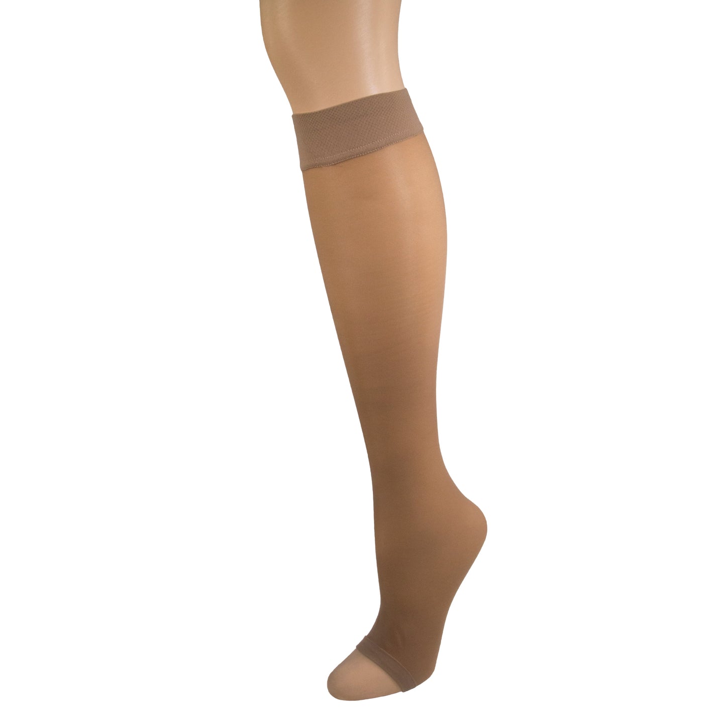 Ladies' Sheer Knee High Open Toe Stockings/1772 15-20 mmHg