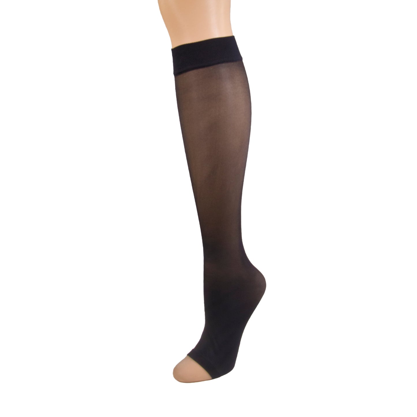 Ladies' Sheer Knee High Open Toe Stockings/1772 15-20 mmHg