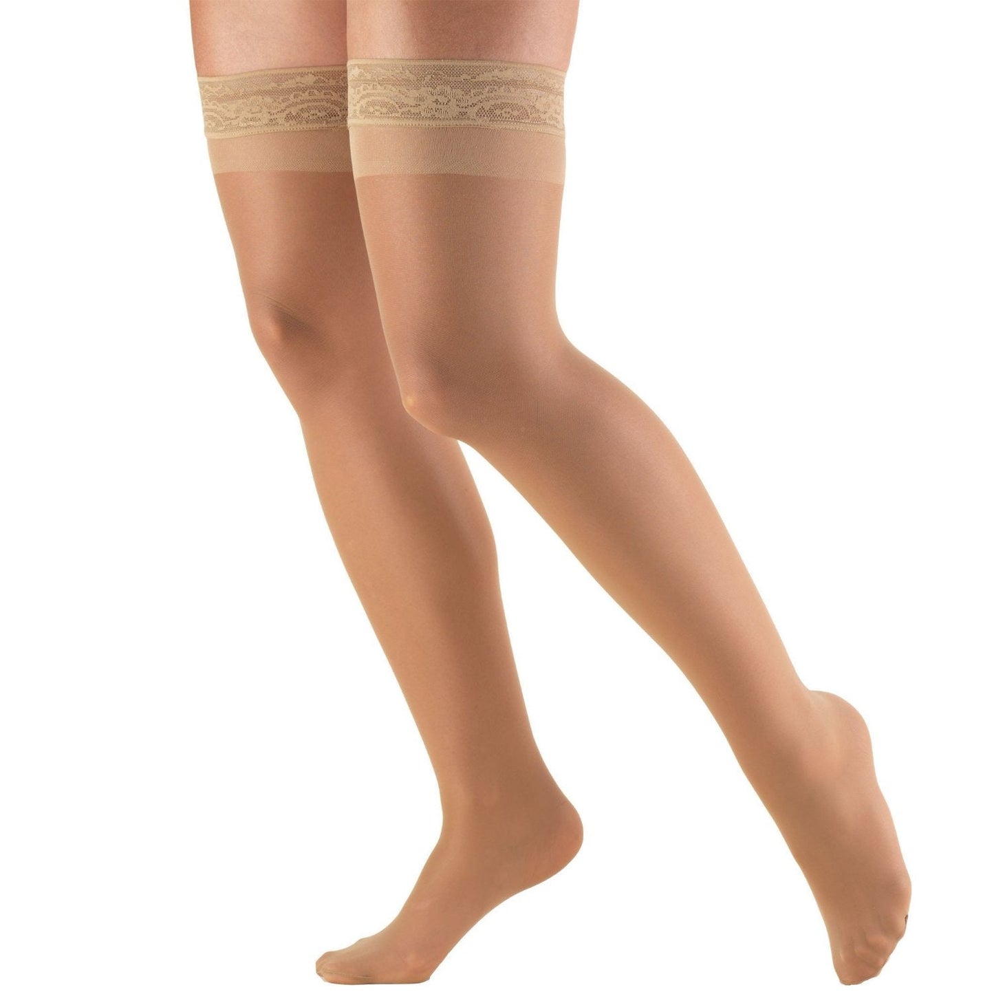 Ladies' Sheer Thigh High Closed Toe Stockings/ 1764  8-15 mmHg