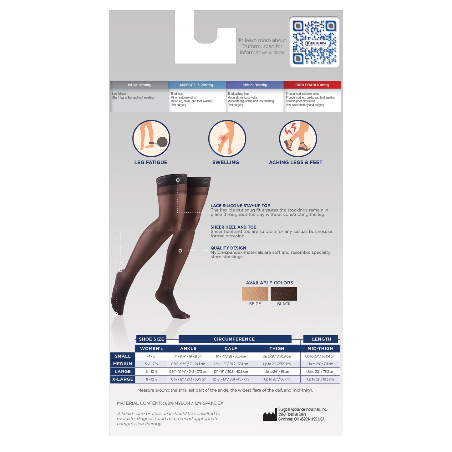 Ladies' Sheer Thigh High Closed Toe Stockings/  0264 20-30 mmHg