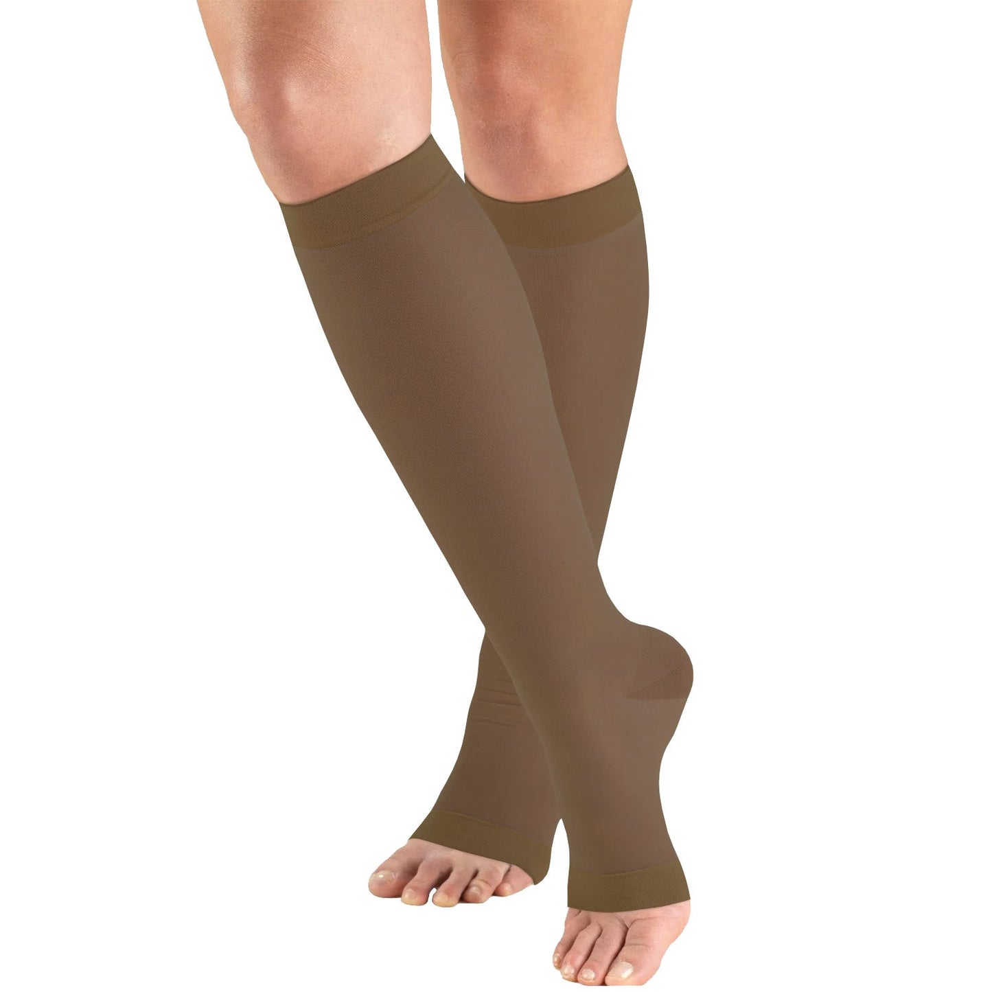 Ladies' Sheer Knee High Open Toe Stockings/1772 15-20 mmHg