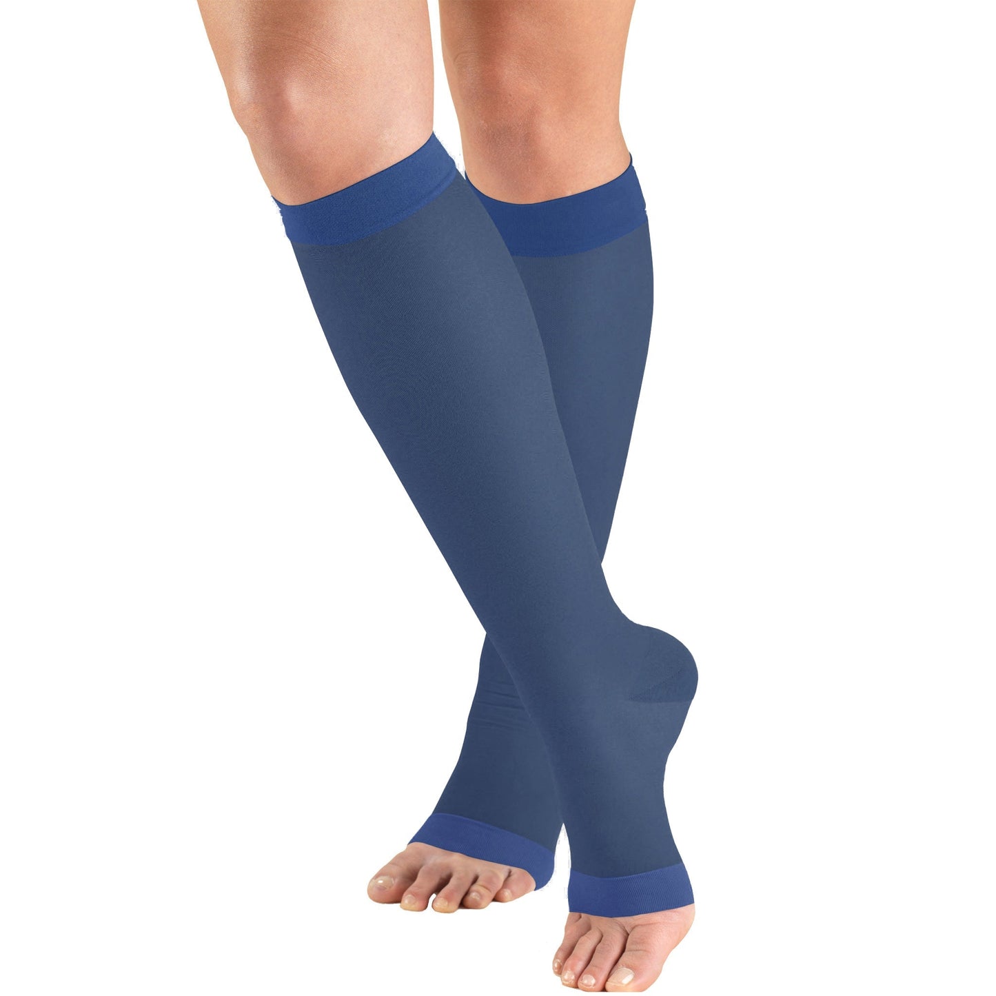 Ladies' Sheer Knee High Open Toe Stockings/1772 15-20 mmHg