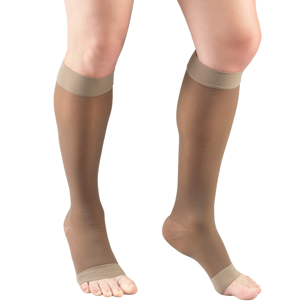 Ladies' Sheer Knee High Open Toe Stockings/1772 15-20 mmHg
