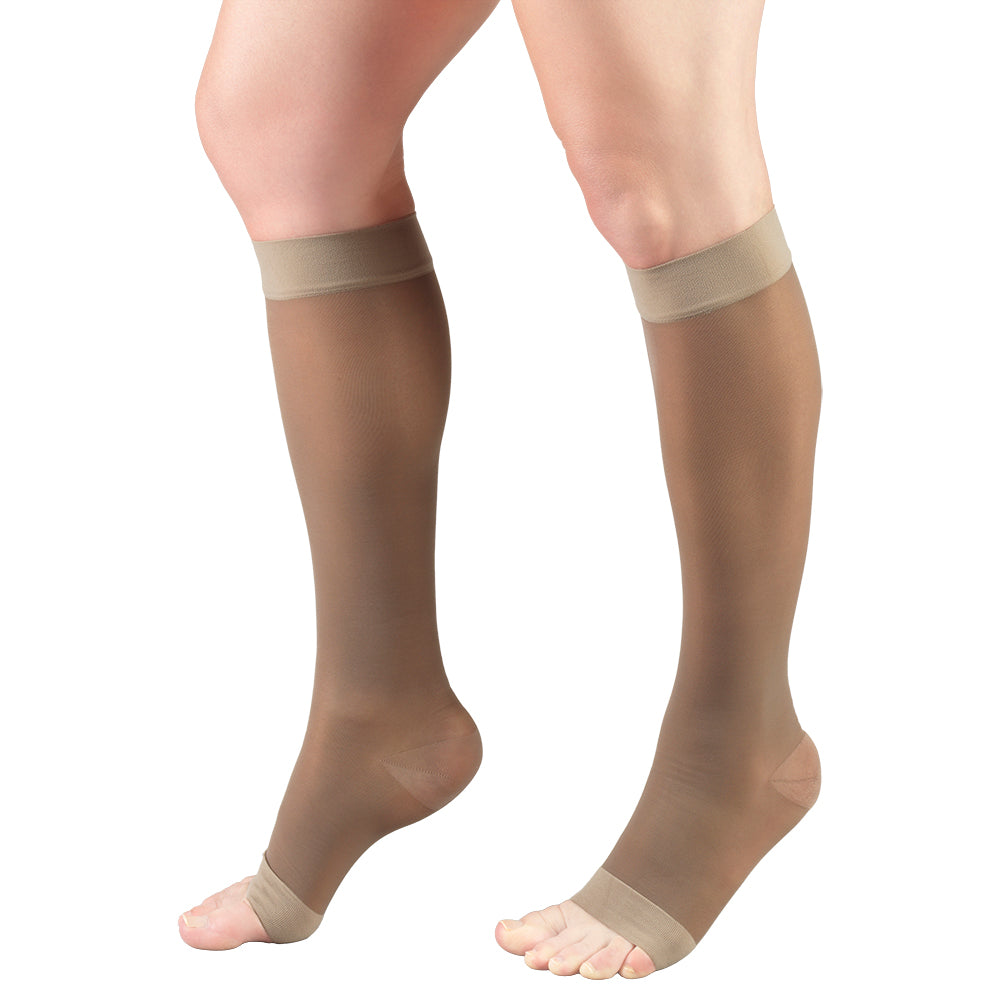 Ladies' Sheer Knee High Open Toe Stockings/1772 15-20 mmHg