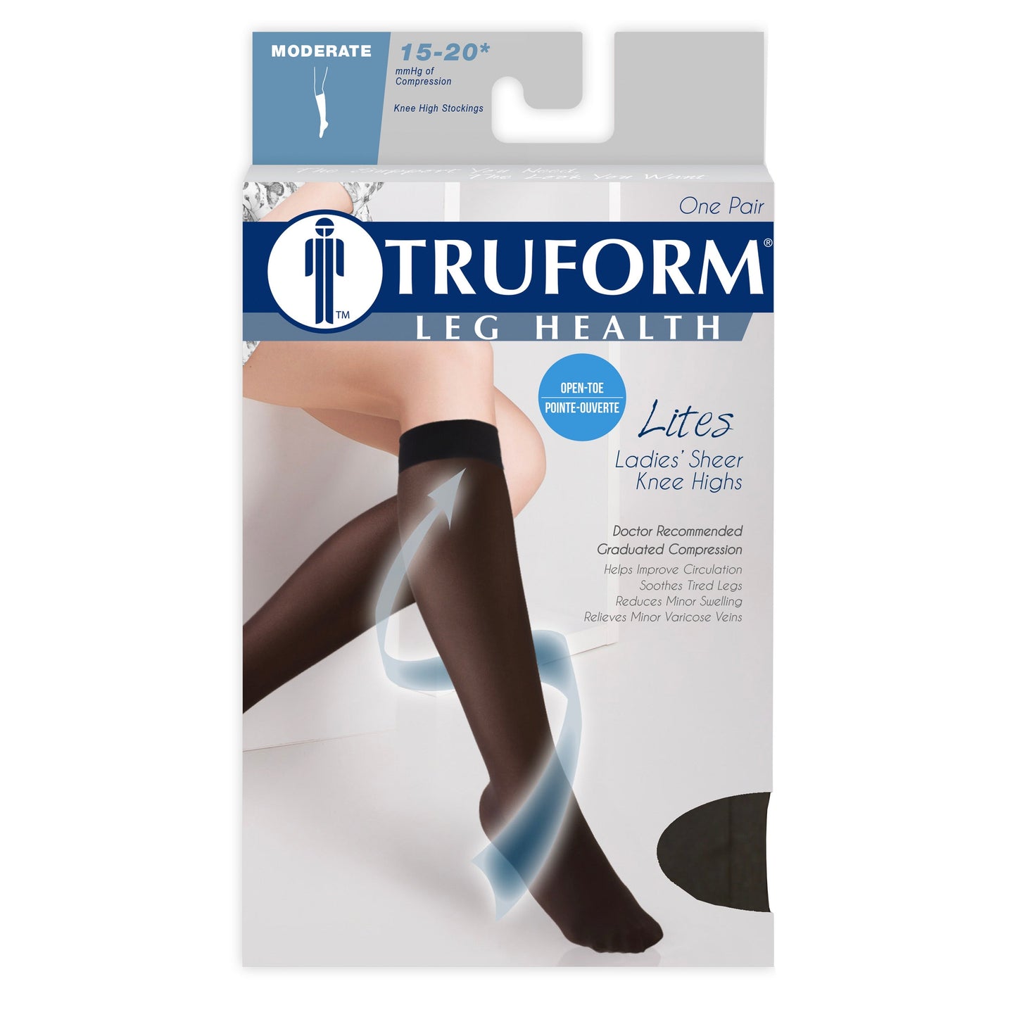 Ladies' Sheer Knee High Open Toe Stockings/1772 15-20 mmHg
