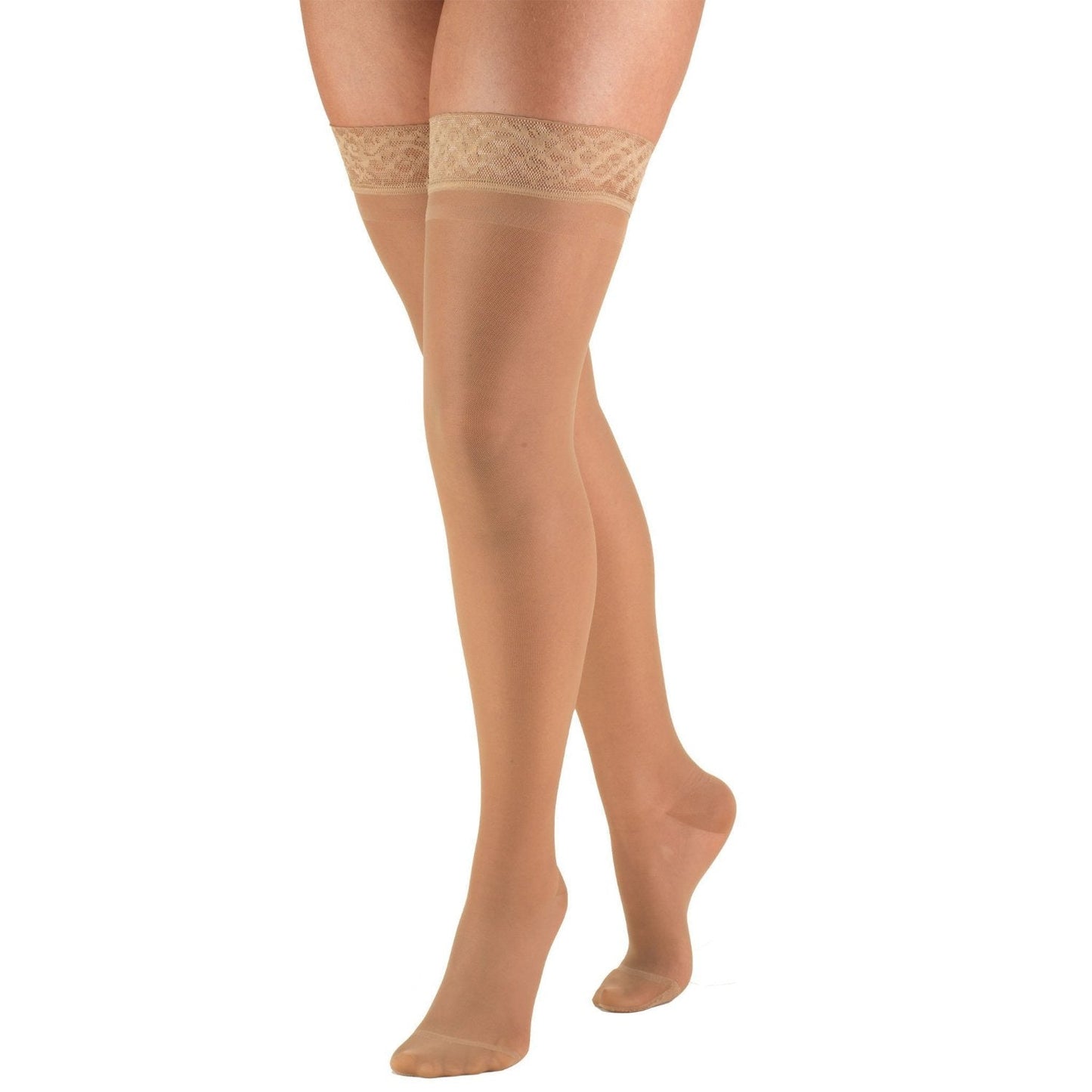 Ladies' Sheer Thigh High Closed Toe Stockings/ 1764  8-15 mmHg