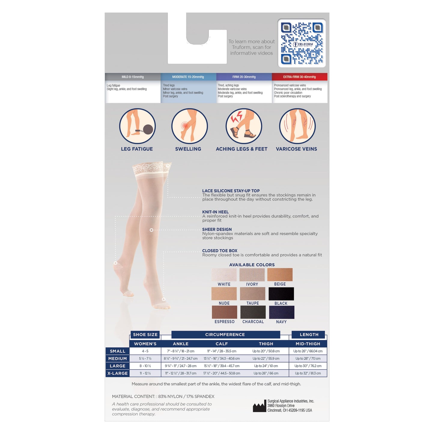 Ladies' Sheer Thigh High Closed Toe Stockings/ 1764  8-15 mmHg