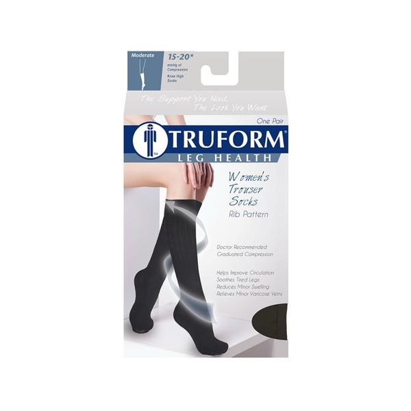 Ladies' Socks Rib Pattern Knee High Closed Toe/1974 20-30 mmHg