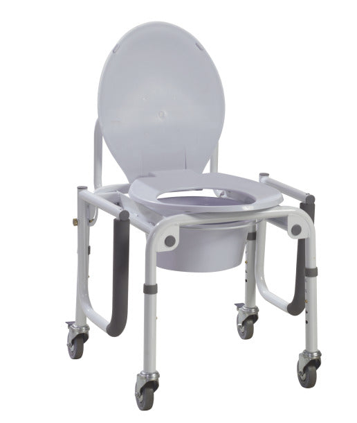 Steel Drop-Arm Commode with Wheels and Padded Armrests (case of 2 units)