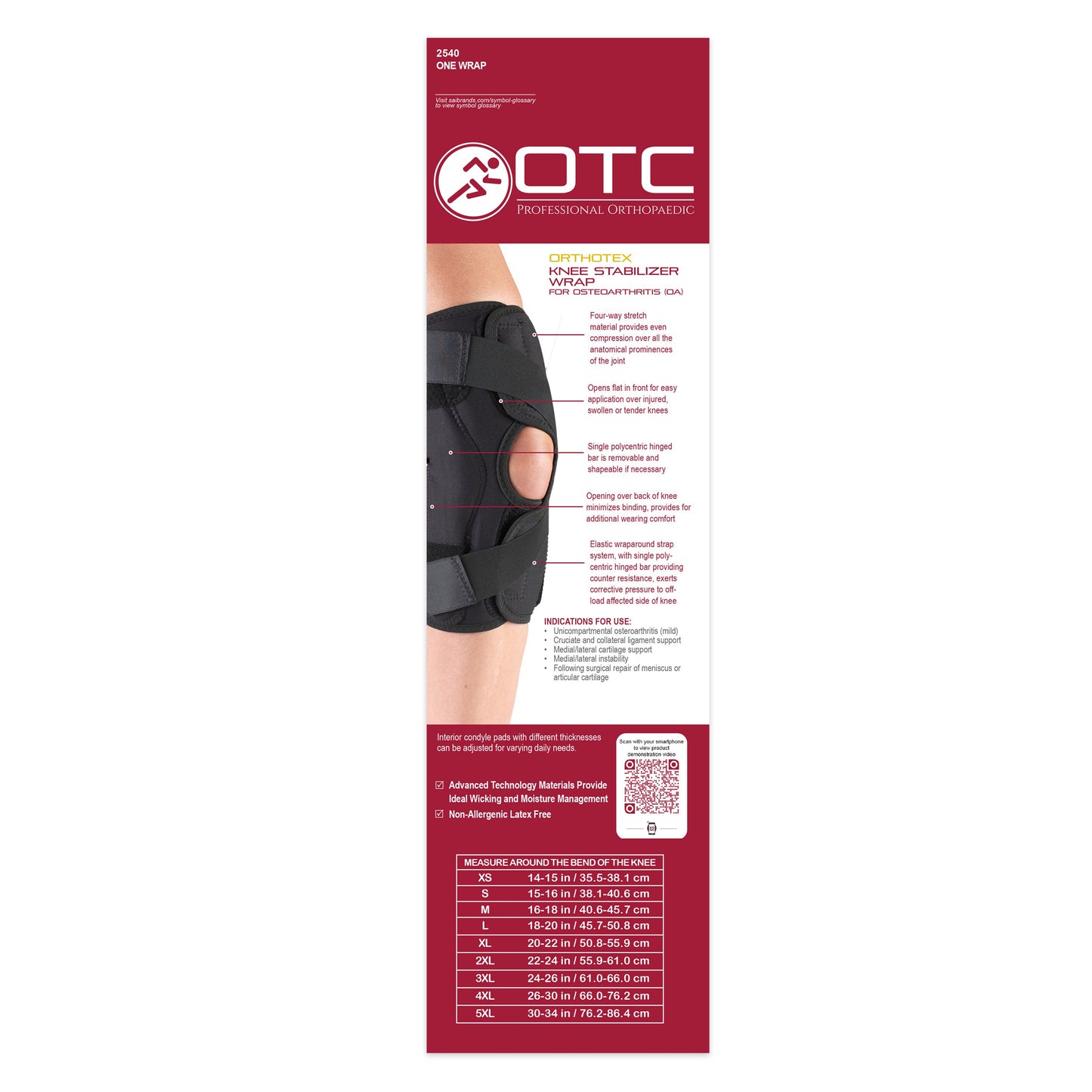 2540 / ORTHOTEX KNEE STABILIZER WRAP FOR OA