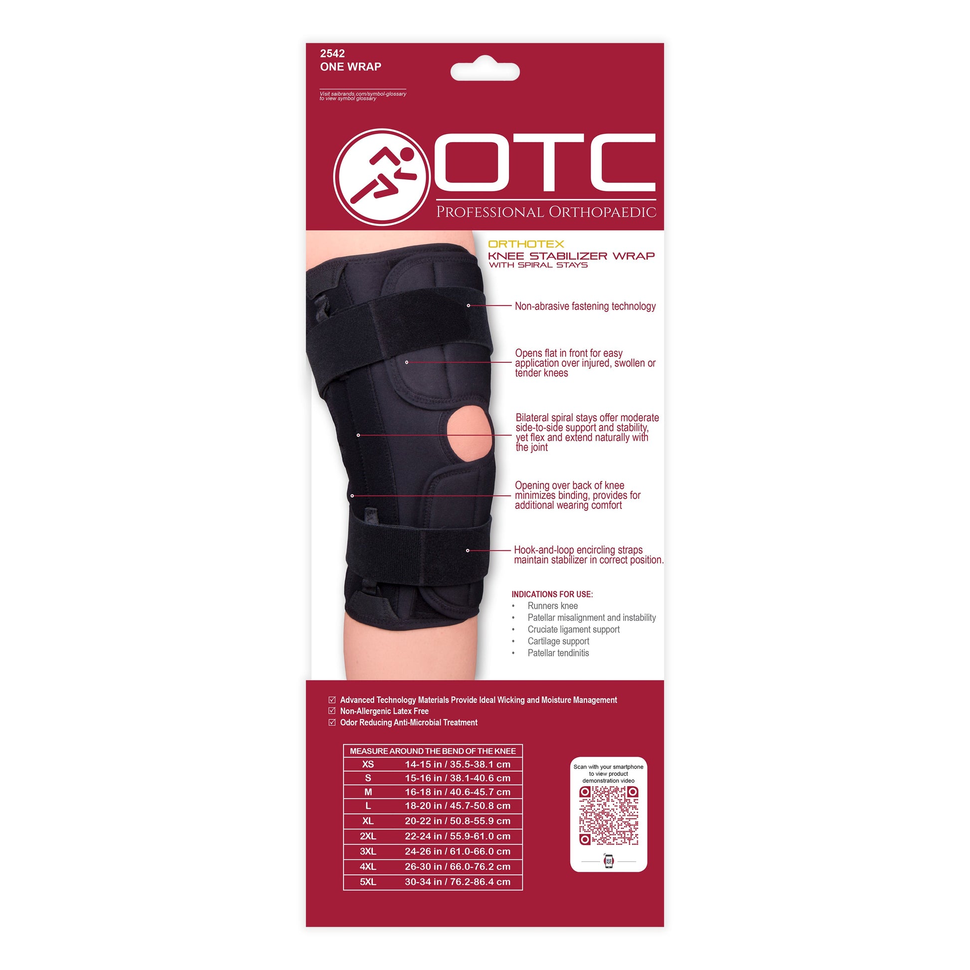 2542 / ORTHOTEX KNEE STABILIZER WRAP - SPIRAL STAYS