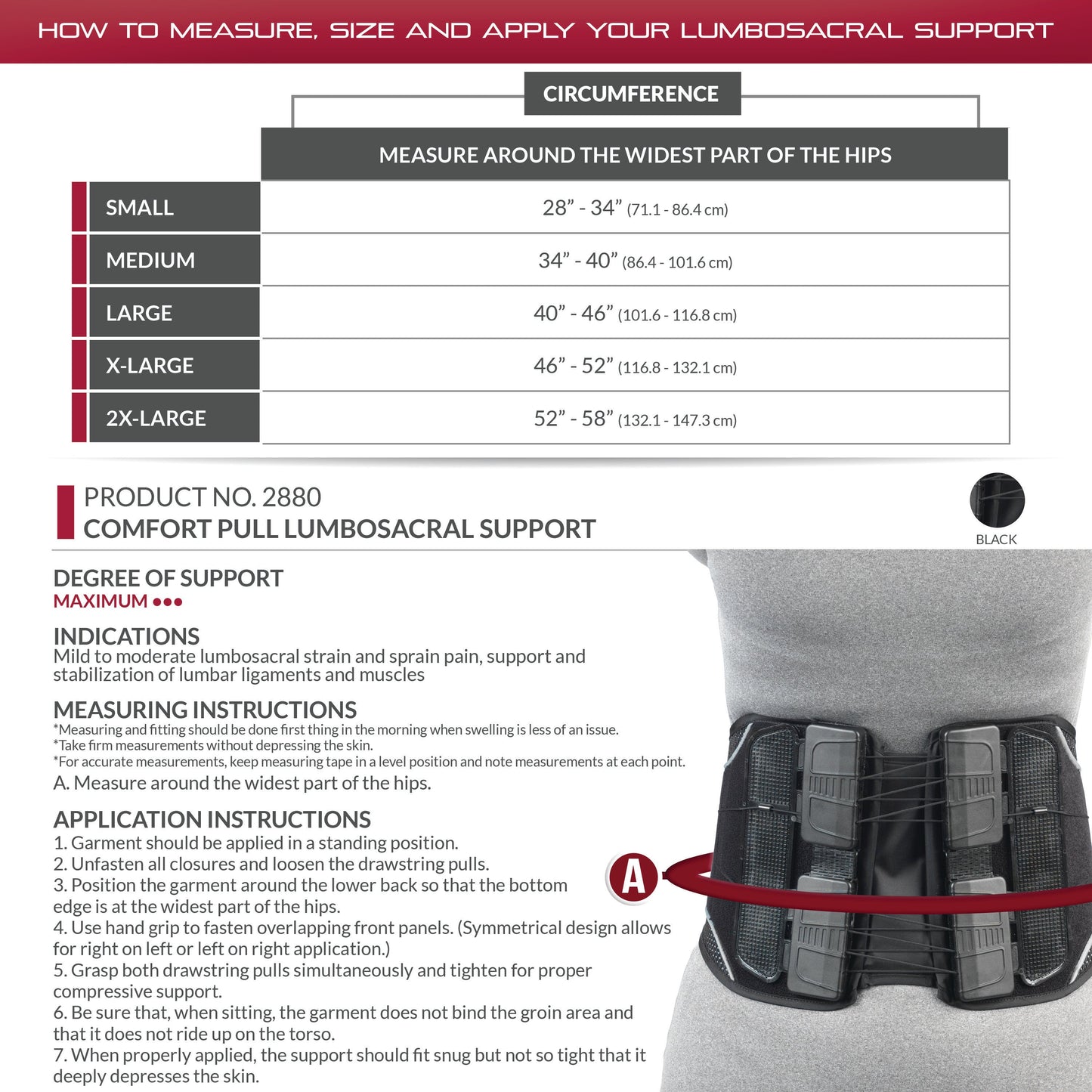 2880 / COMFORT PULL LUMBOSACRAL SUPPORT